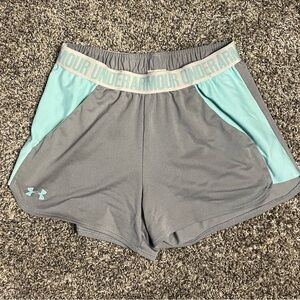 Women's Under Armour Athletic Shorts Gray/Blue Size Small